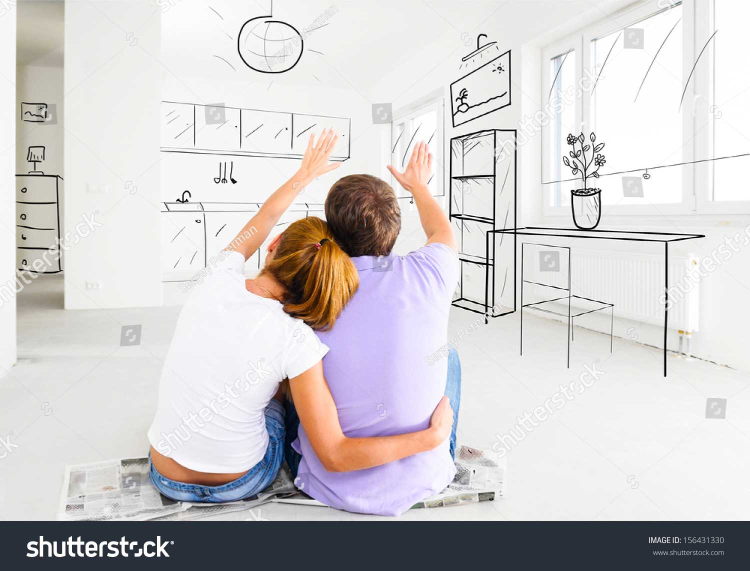 stock photo couple at their new empty apartment 156431330